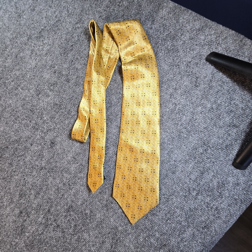 Luca Franzini Gold Geometric Silk Tie Made in Italy Mens Necktie
